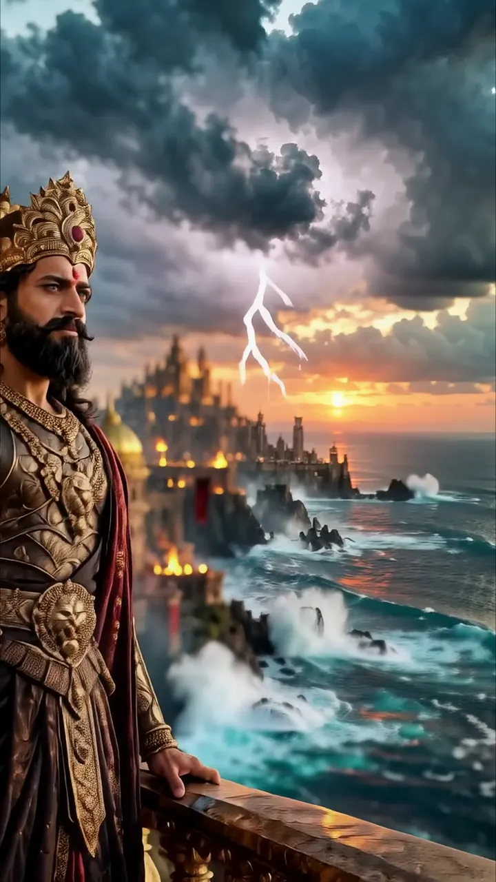 Raja Raja Chola I Majestic King With Golden Crown And Sea Castle