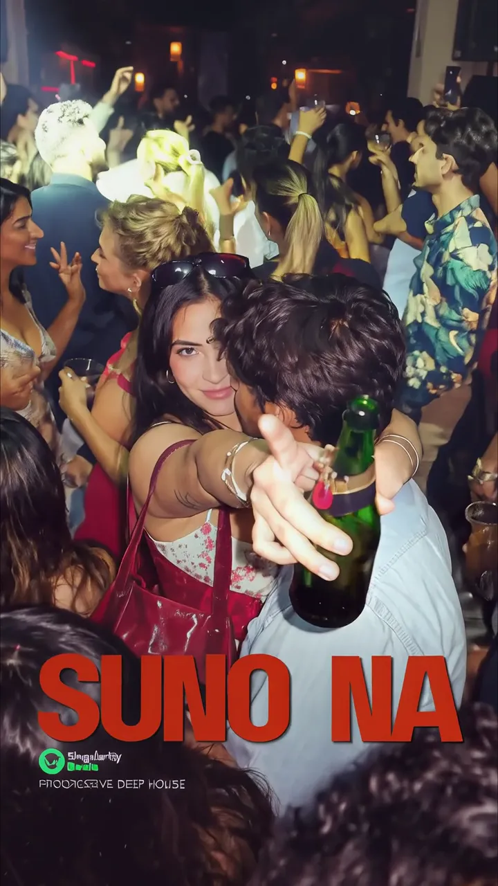 Couple Dancing At Night Club With Beer Bottle And Suno Na Text