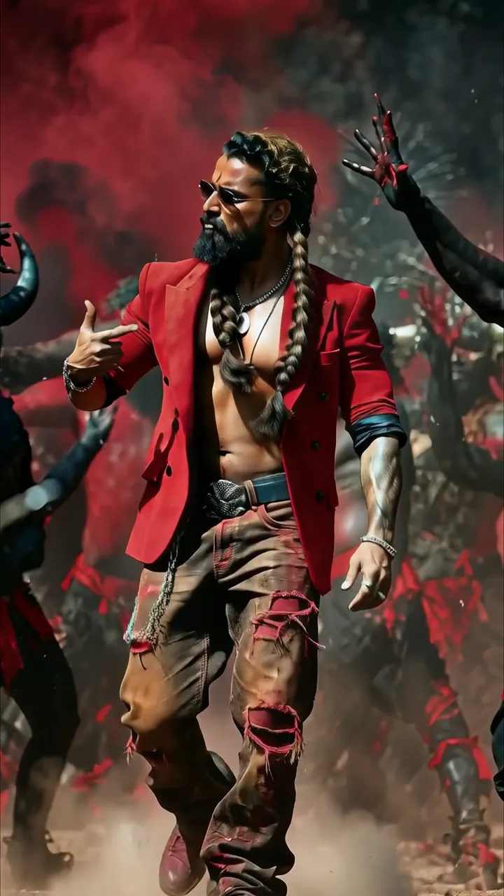 Ajay Devgn Devil Costume Red Jacket Dance Scene