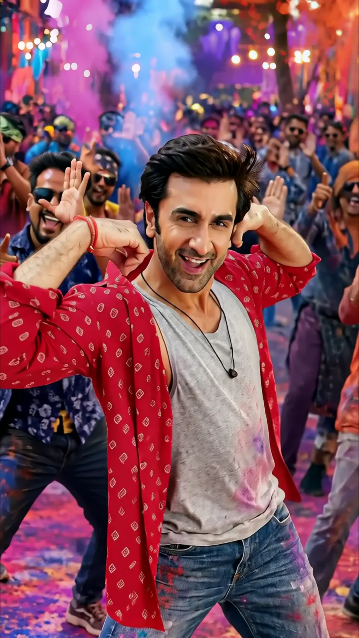 Ranveer Singh Dancing In Colorful Holi Festival Celebration