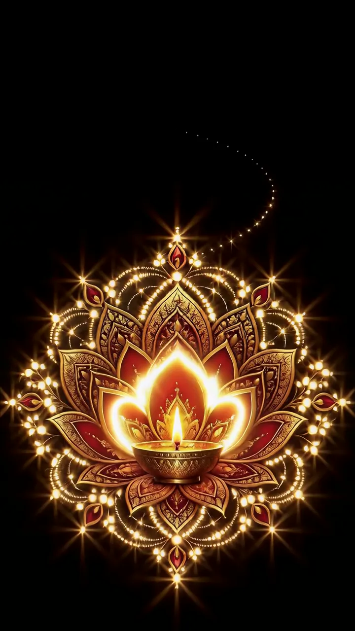 Golden Lotus Diya Sacred Devotional Glow