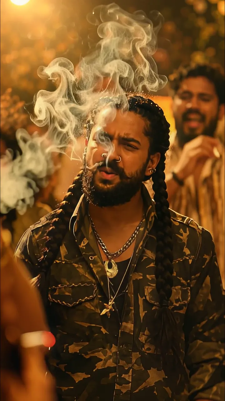 Armaan Malik Smoking With Braids And Gold Chains Night Scene