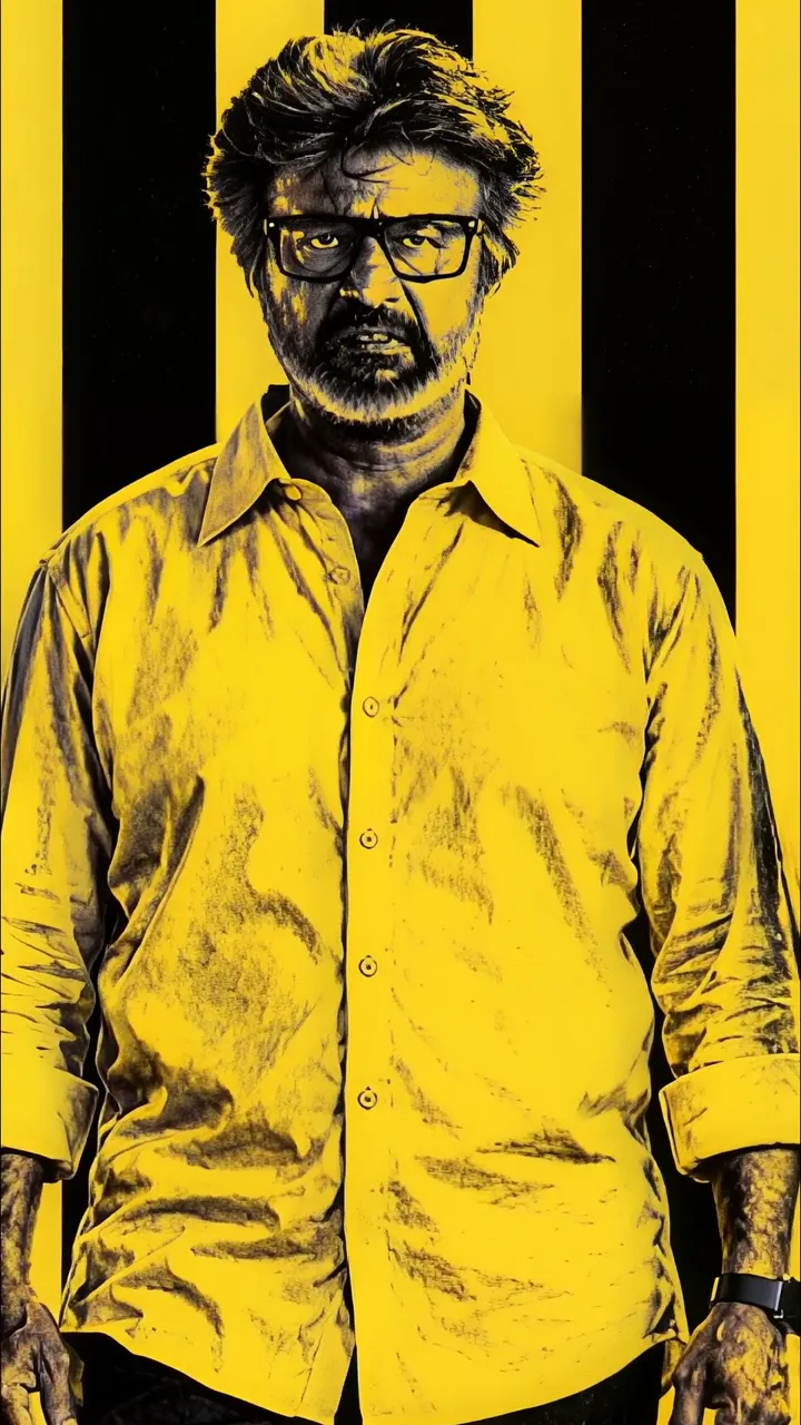 Rajinikanth Intense Yellow Striped Jail Cell Scene
