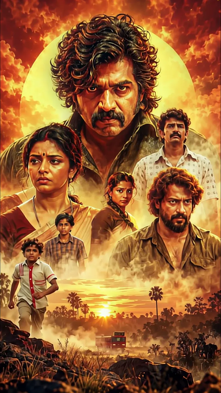 Vikram Running Through Desert With Family In Sunset Movie Scene