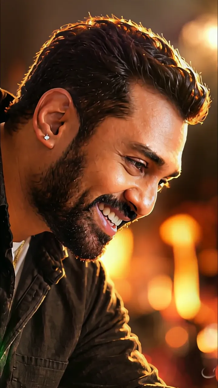 Rajinikanth Smiling With Golden Lighting And Diamond Earring