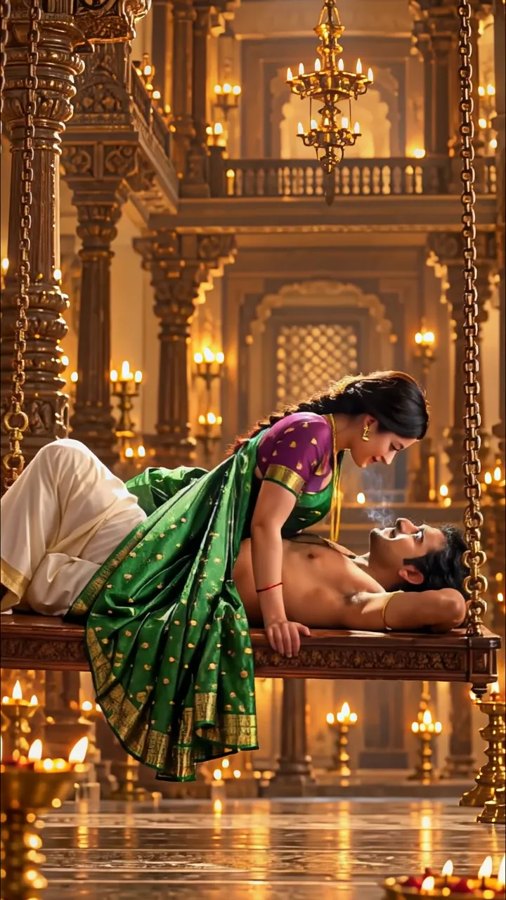 Royal Couple Intimate Moment In Ornate Palace With Candles