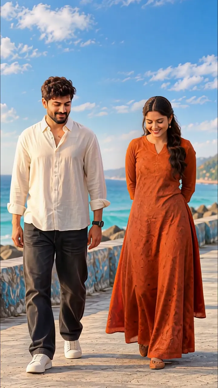Vicky Kaushal And Katrina Kaif Romantic Beach Walk Sunset Scene