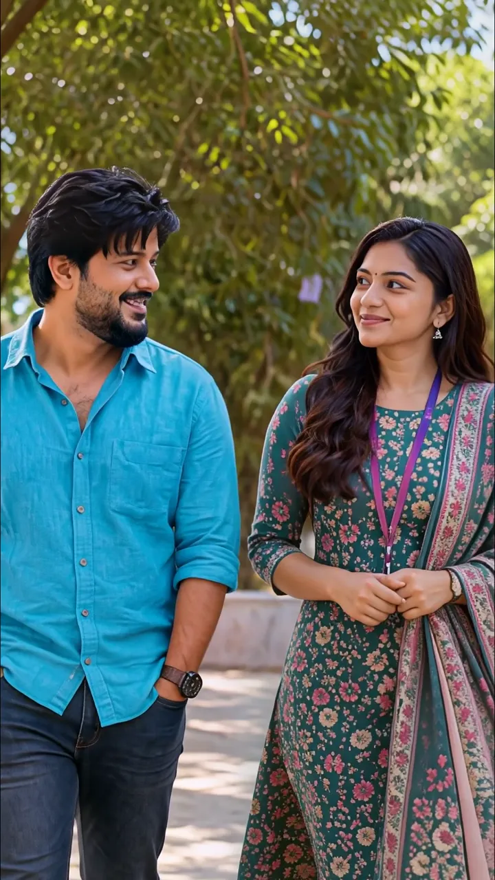 Pawan Kalyan And Samantha Smiling Romantic Walk Under Trees