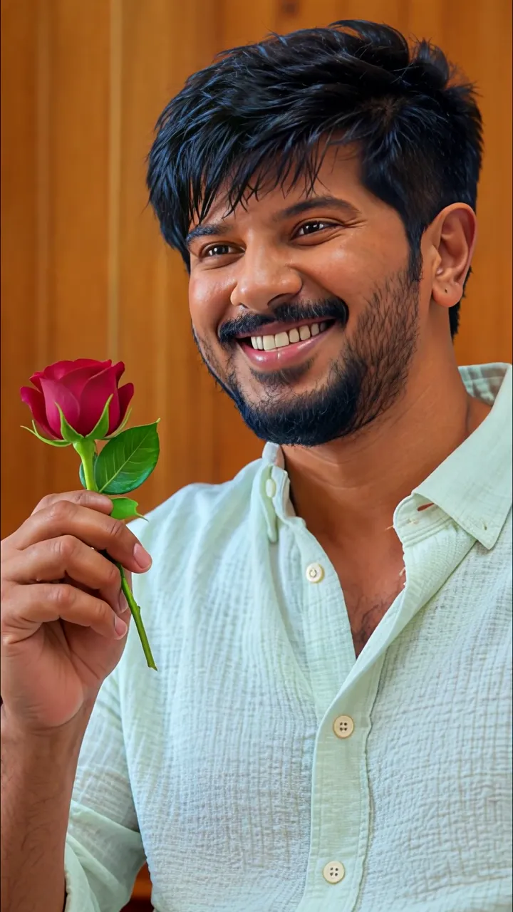 Allu Arjun Holding Red Rose Romantic Smile