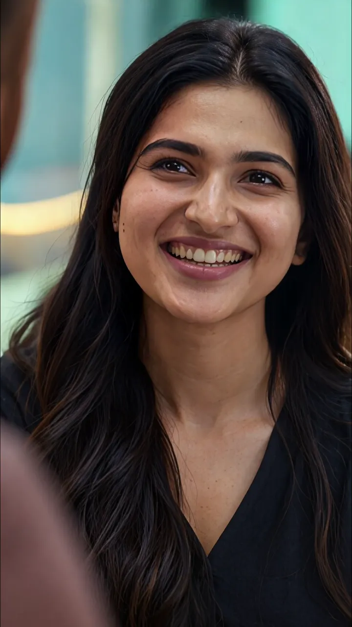 Happy Radhika Apte Smiling In Casual Black Top