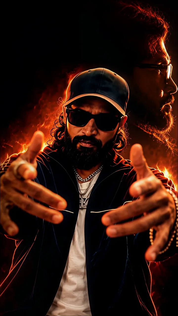 Rajinikanth Power Pose With Flames And Sunglasses