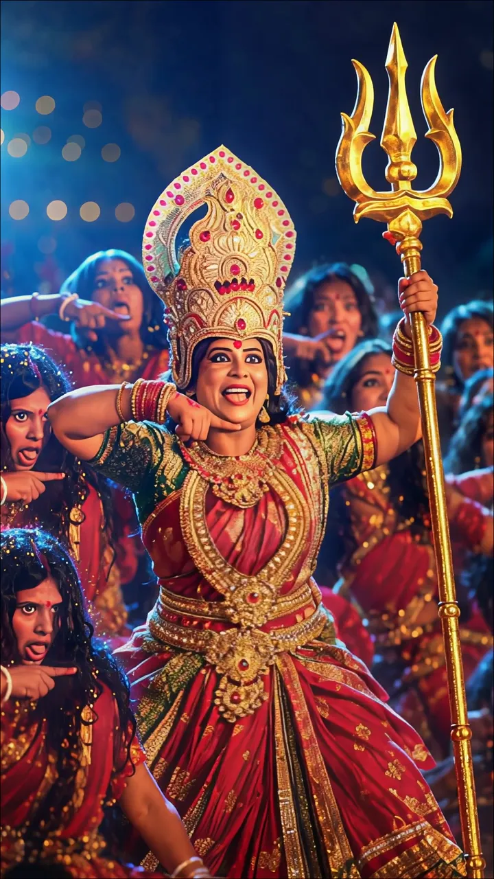 Shiva Dancing With Trishul And Golden Aura