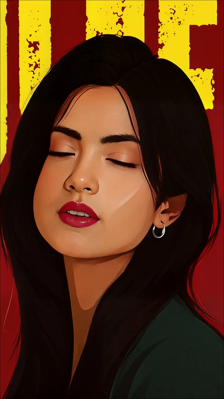 June Character With Closed Eyes And Red Lips