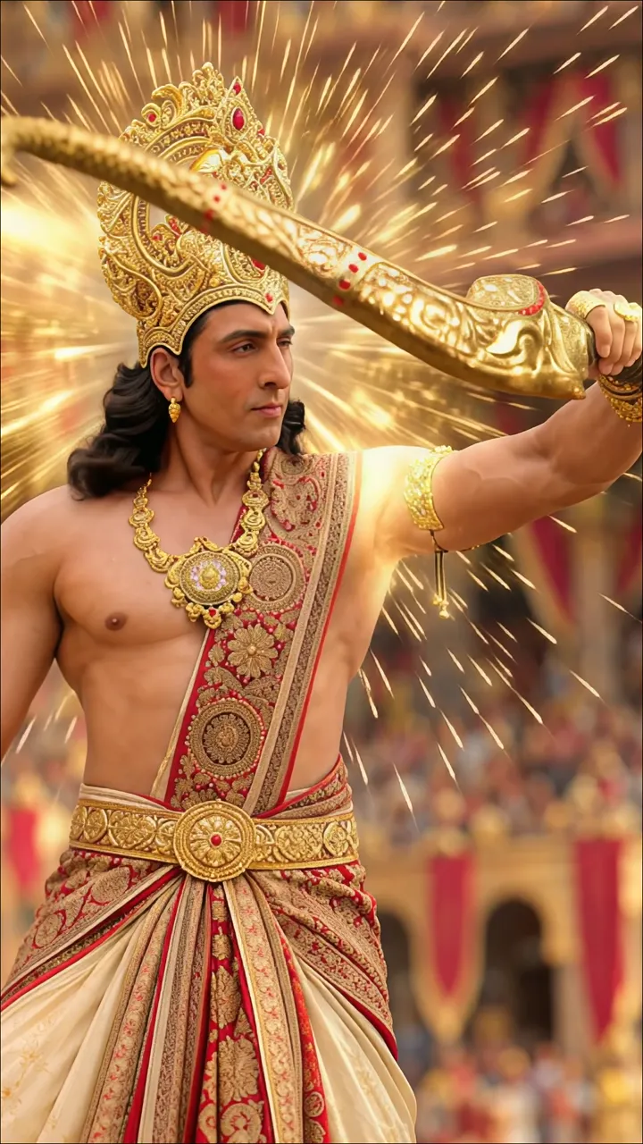Lord Rama Holding Golden Bow With Divine Aura