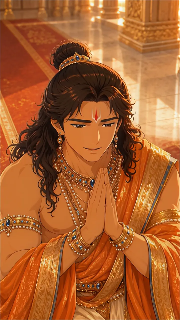 Shiva In Devotional Pose With Orange Robes And Sacred Mark
