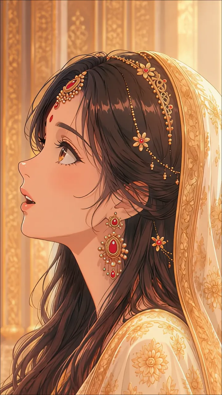Elegant Indian Bride In Gold And Red Jewelry
