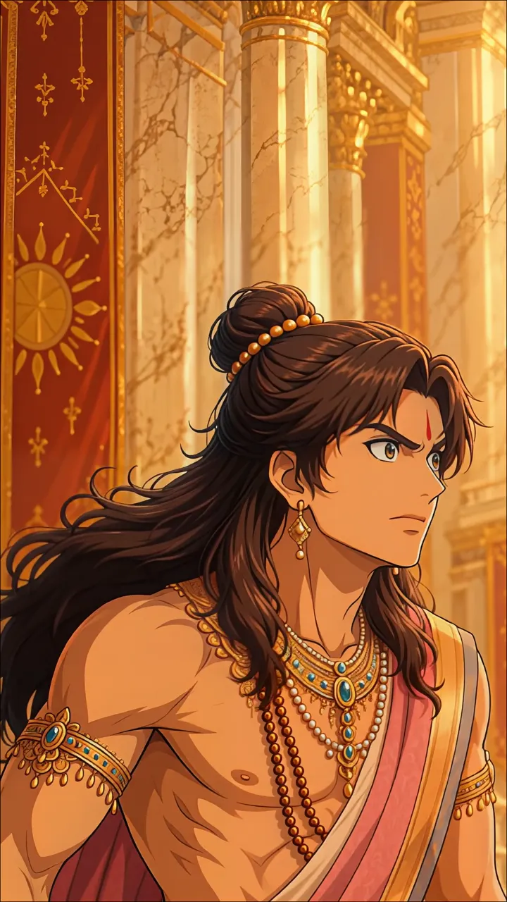 Shiva In Royal Temple With Golden Sun Motif And Sacred Jewelry