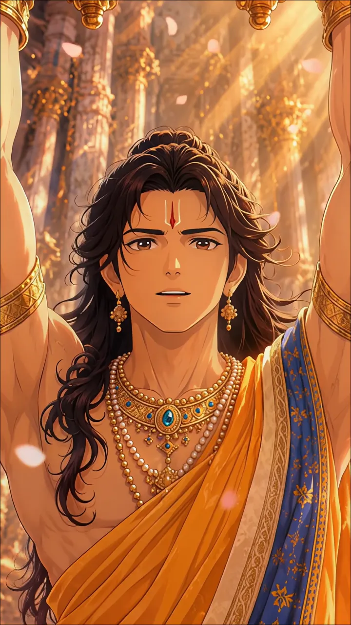 Shiva With Raised Arms In Golden Temple Radiance