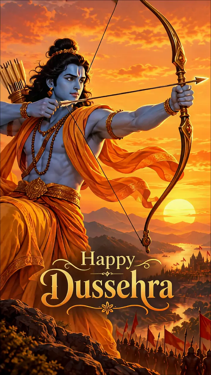 Rama Archer On A Sunset Hill During Dussehra