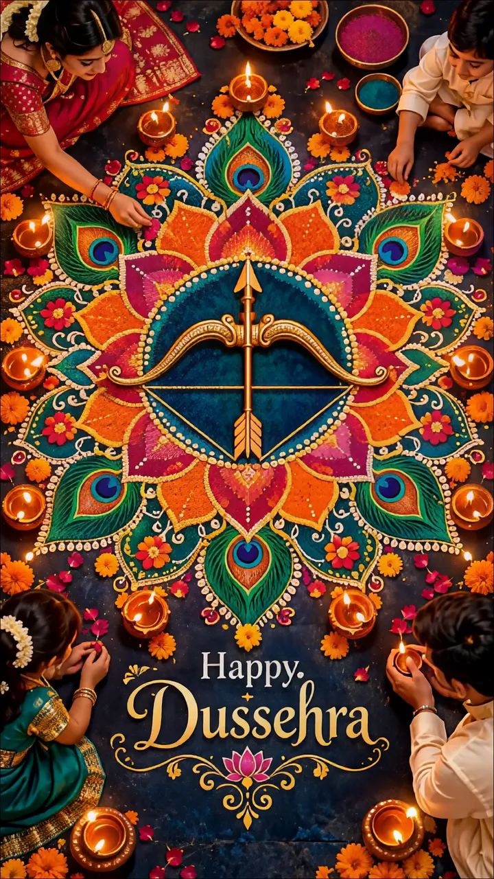 Dussehra Festival Celebration With Rama's Bow And Arrow Mandala
