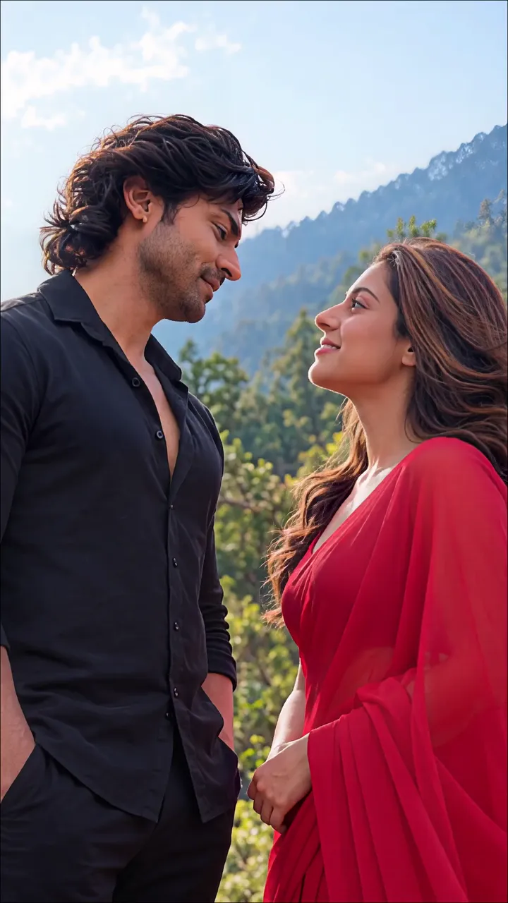 Love Scene Between Couple In Mountainous Landscape