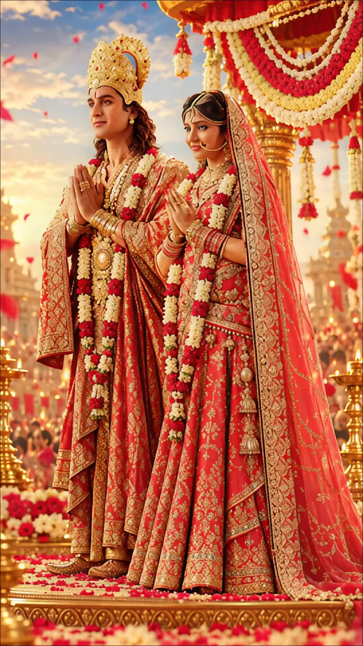 Rama And Sita In A Grand Hindu Wedding Ceremony