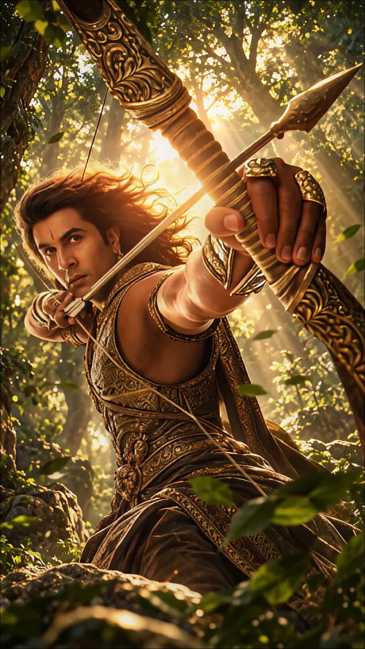 Rama The Archer In A Sunlit Forest